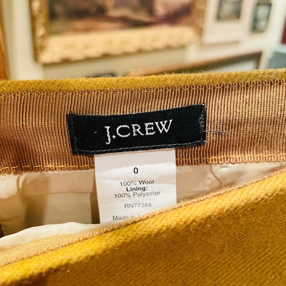 J. Crew 100% wool pencil skirt fully lined SZ 0 mustard yellow quiet luxury - Picture 6 of 7